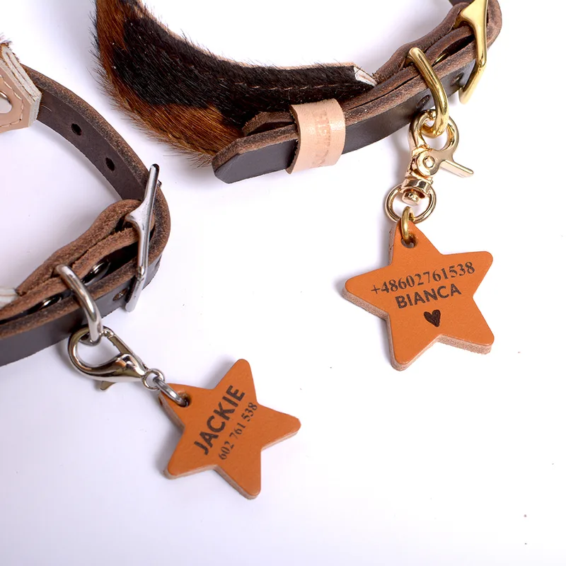 ID Tag Leather Star — HEY DOG Co.