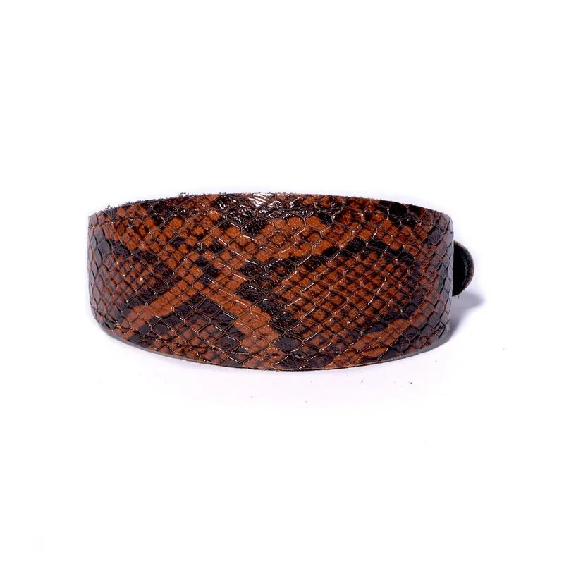 Snakeskin collar ellipse shape – Brown — HEY DOG Co.