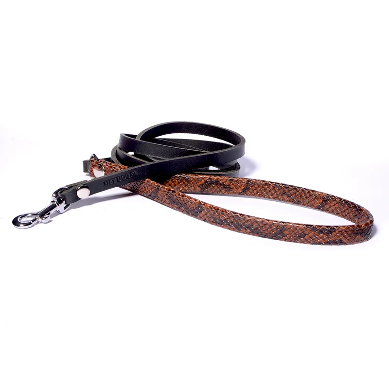 Snakeskin leash – Brown — HEY DOG Co.