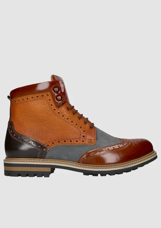 Brązowo szare trzewiki Olivier — Konopka Shoes