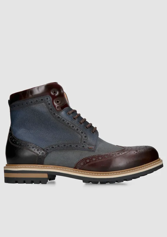 Brązowo granatowe trzewiki Olivier — Konopka Shoes