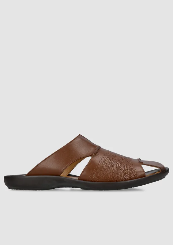 Brązowe klapki Edmund — Konopka Shoes