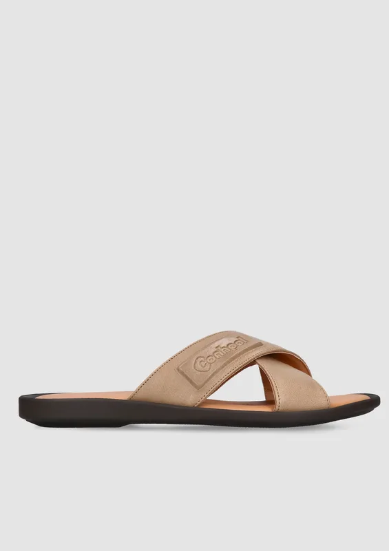 Beżowe klapki Edmund — Konopka Shoes