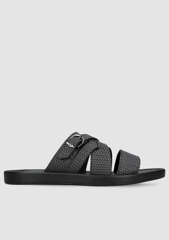 Czarne klapki Arlo — Konopka Shoes