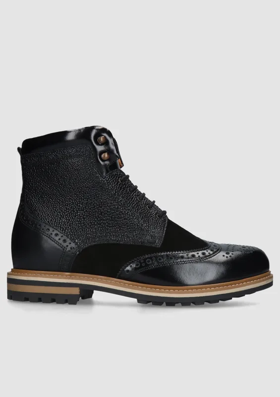Czarne buty podwyższające Paulo +7 cm — Konopka Shoes