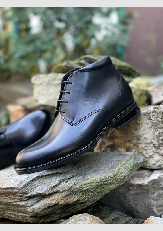 Czarne buty podwyższające Brus II +7 cm — Konopka Shoes