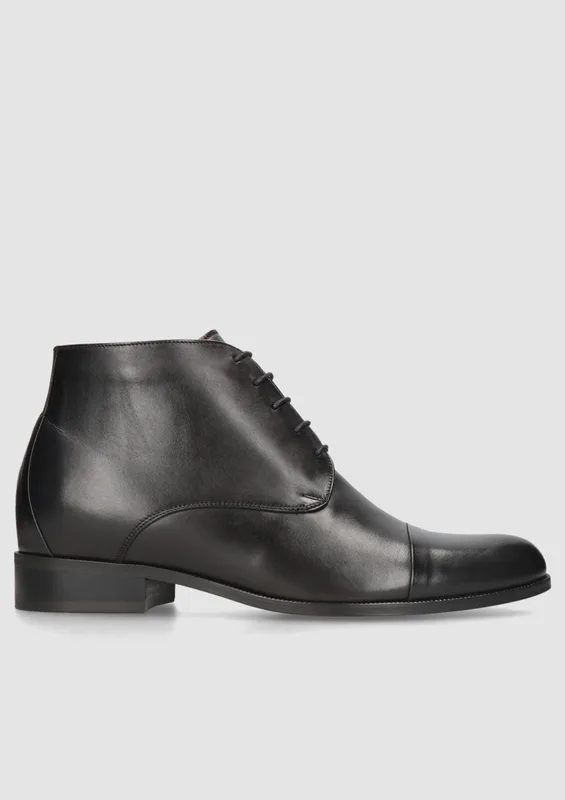 Czarne buty podwyższające Brus II +7 cm — Konopka Shoes