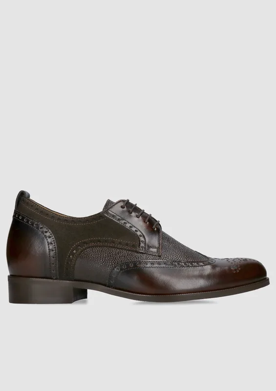 Brązowe buty podwyższające Bruce +7 cm — Konopka Shoes