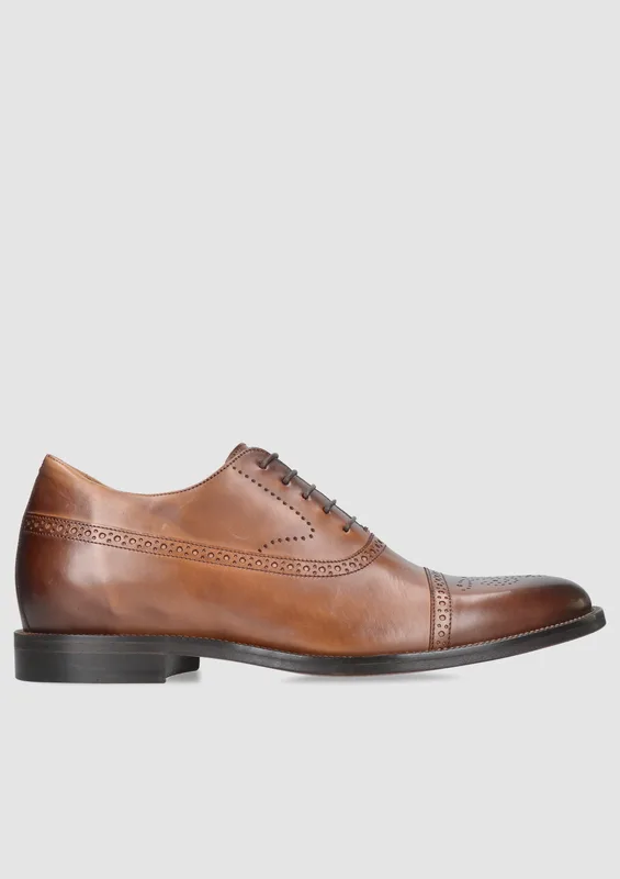 Brązowe buty podwyższające Luis +7 cm — Konopka Shoes