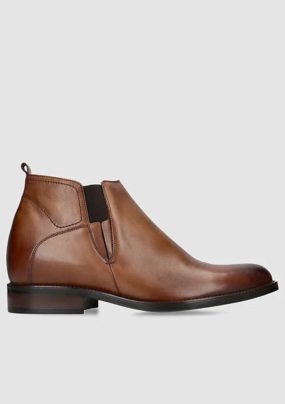 Brązowe sztyblety podwyższające Brus II +7 cm — Konopka Shoes