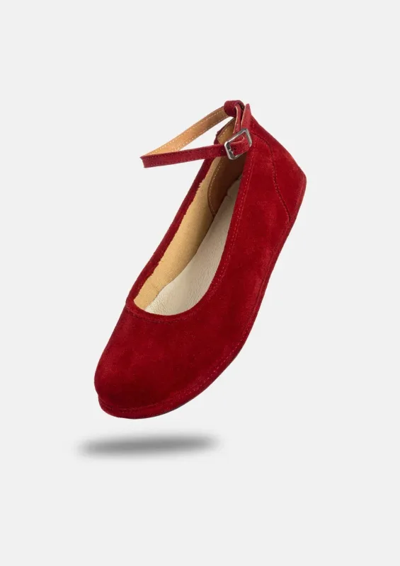 Eleganckie damskie buty barefoot ADA MERLOT SUEDE — Magical Shoes