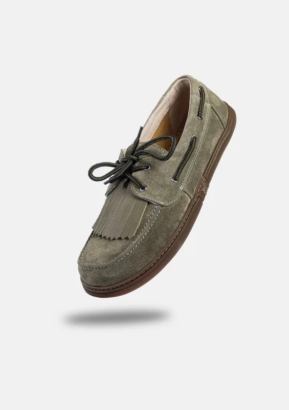Damskie buty żeglarskie barefoot Galeon Khaki — Magical Shoes