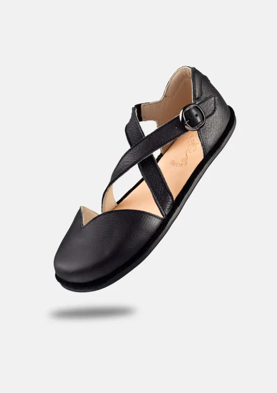Damskie sandały barefoot MONA BLACK — Magical Shoes