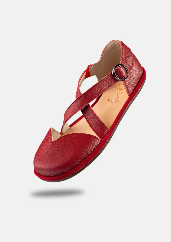 Damskie sandały barefoot MONA RED — Magical Shoes