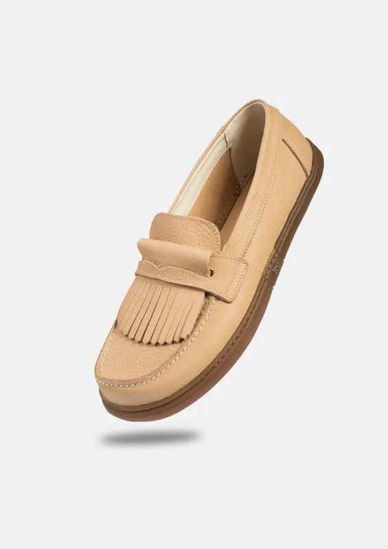 Damskie wsuwane mokasyny barefoot Pienza Beige — Magical Shoes