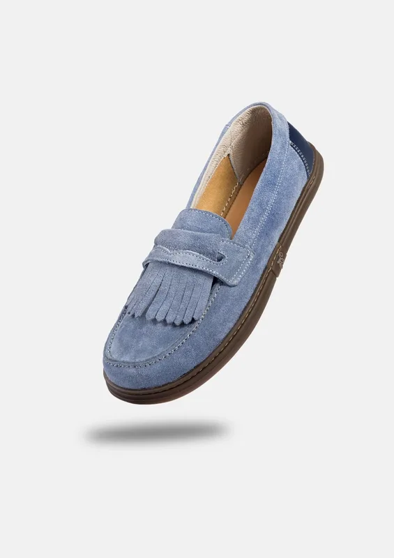Damskie wsuwane mokasyny barefoot Pienza Indigo Suede — Magical Shoes