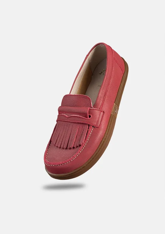 Damskie wsuwane mokasyny barefoot Pienza Red — Magical Shoes