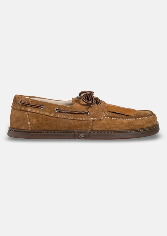 Męskie buty żeglarskie barefoot Galeon Cognac — Magical Shoes