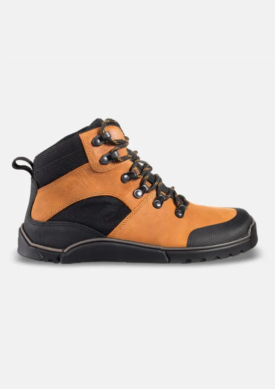 Męskie wysokie buty trekkingowe barefoot LOGAN ORANGE — Magical Shoes