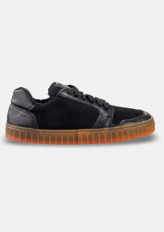 Męskie zimowe wełniane sneakersy barefoot MERIX HONEY BLACK — Magical Shoes