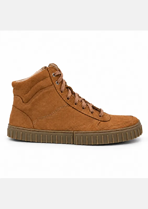 Męskie wysokie sneakersy barefoot TERRA COGNAC SUEDE — Magical Shoes