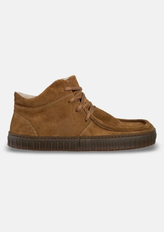 Męskie buty za kostkę barefoot MONET LIGHT COGNAC SUEDE — Magical Shoes