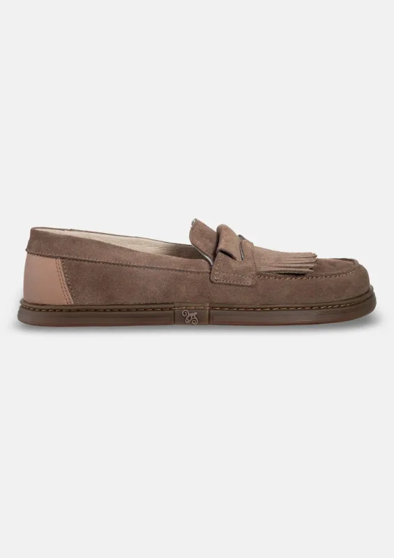 Męskie wsuwane mokasyny barefoot Pienza Taupe Suede — Magical Shoes