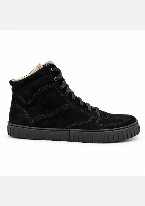 Męskie wysokie sneakersy barefoot TERRA BLACK SUEDE — Magical Shoes