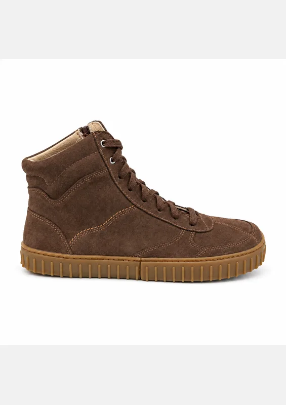 Męskie wysokie sneakersy barefoot TERRA BROWN SUEDE — Magical Shoes