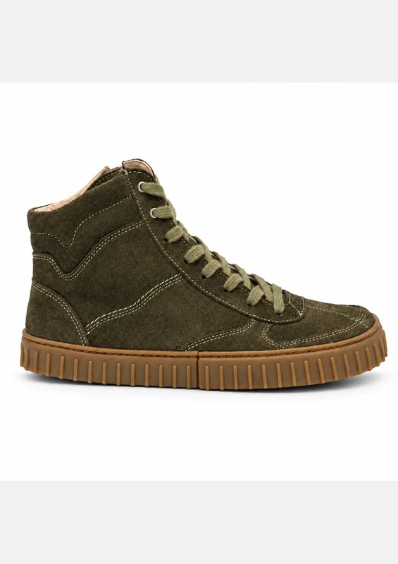 Męskie wysokie sneakersy barefoot TERRA KHAKI SUEDE — Magical Shoes