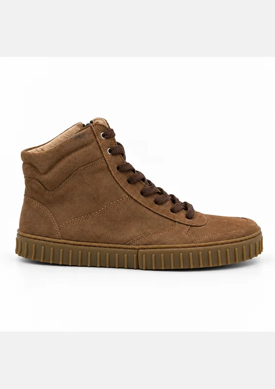 Męskie wysokie sneakersy barefoot TERRA TAUPE SUEDE — Magical Shoes
