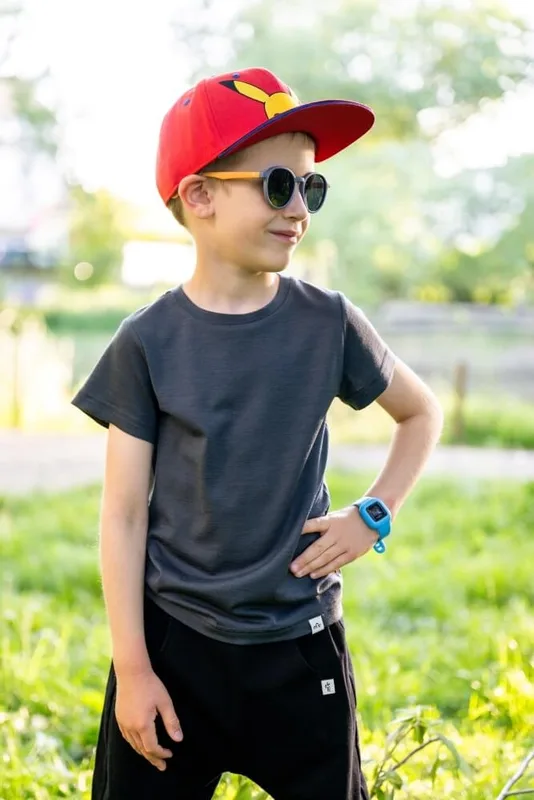 Koszulka merino, t shirt z wełny merino dla dzieci, grafitowy — MeriTales