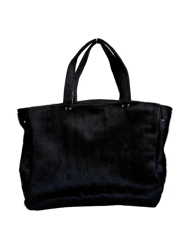 COW BLACK LEATHER BAG — mkuzniacka