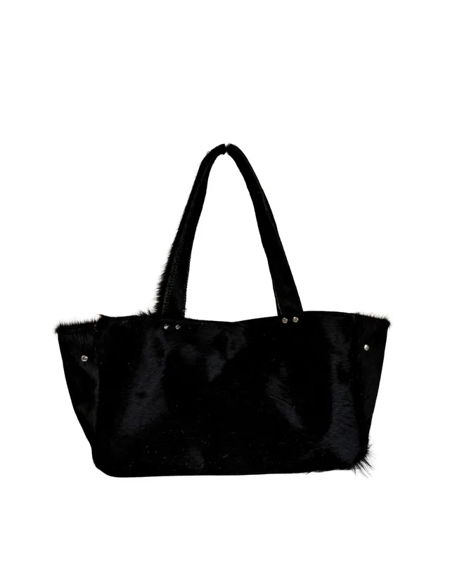 COW BLACK LEATHER BAG — mkuzniacka