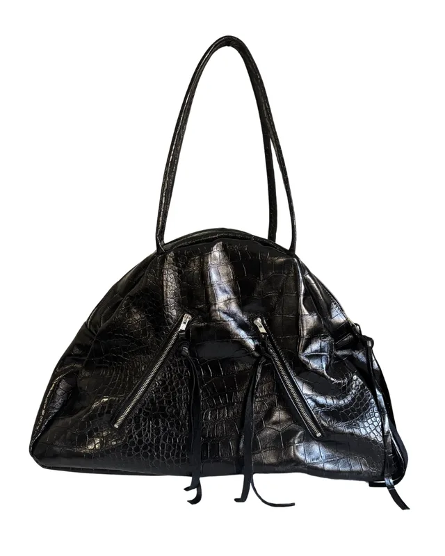 TRAVEL BAG BLACK CROCODILE — mkuzniacka