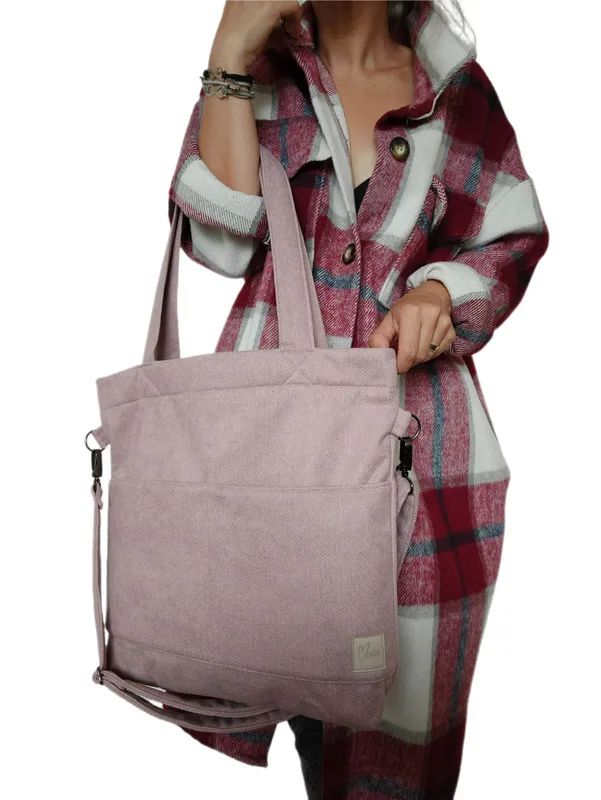 Torba shopper pudrowy róż MIDI — MOKA