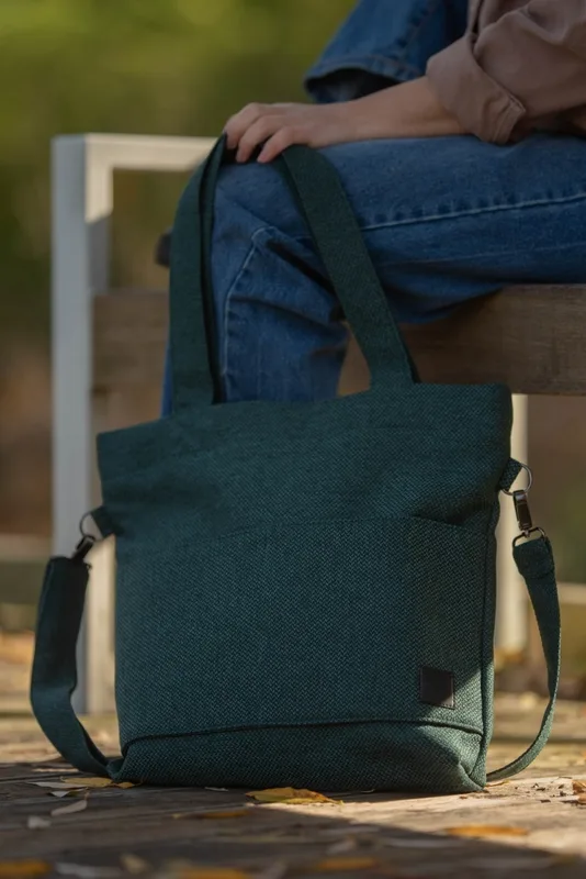 Torba shopper butelkowa zieleń MIDI FOLK — MOKA