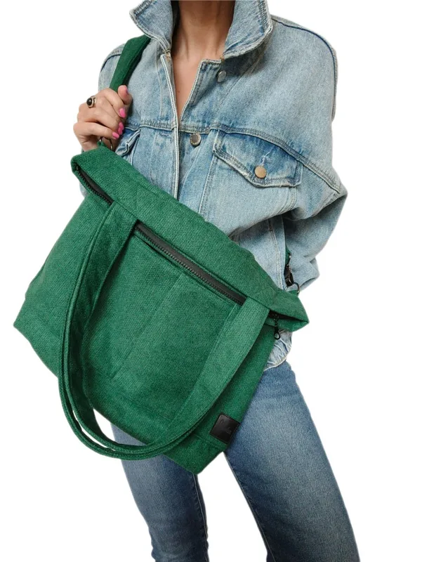 Torba shopper zielona trawa MIDI FOLK — MOKA