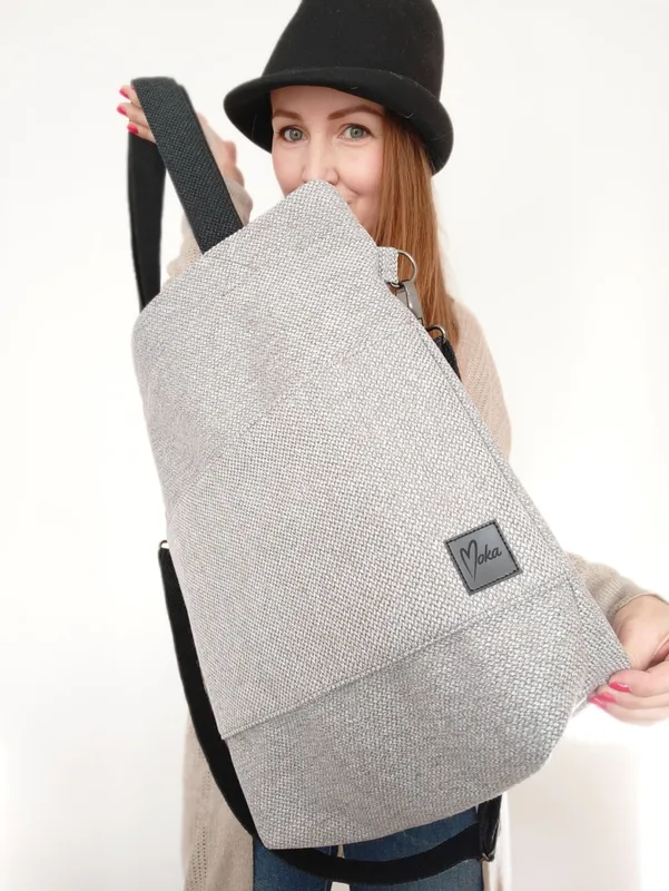 Torba shopper szaro czarna MAXI FOLK — MOKA
