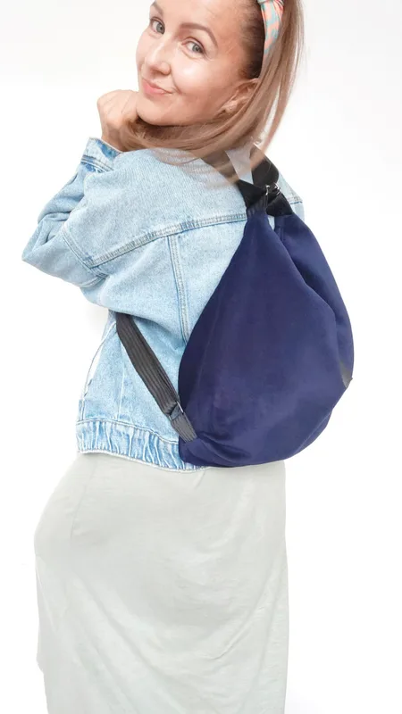 Torebko plecak EasyBAG granatowy zamsz — MOKA