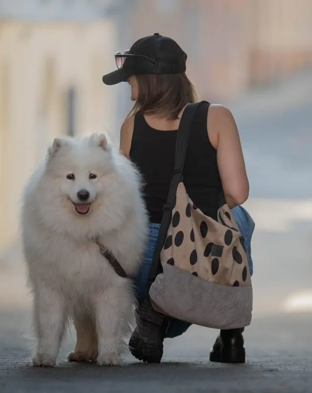 Torebko plecak EasyBAG grochy na sztruksie — MOKA
