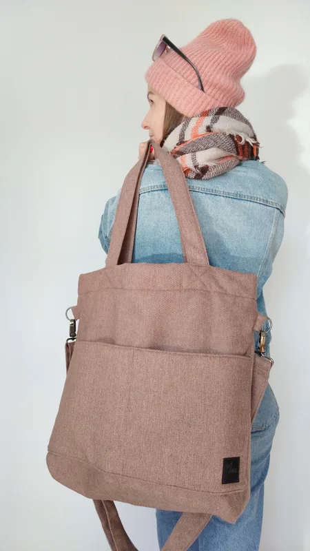 Torba shopper cappuccino MIDI FOLK — MOKA