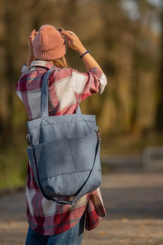 Torba shopper denim MAXI FOLK — MOKA