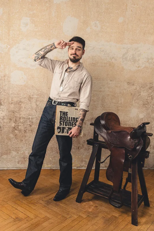 Koszula nieformalna z kieszeniami z kremowej flaneli Montana work shirt — Morgan & Ness