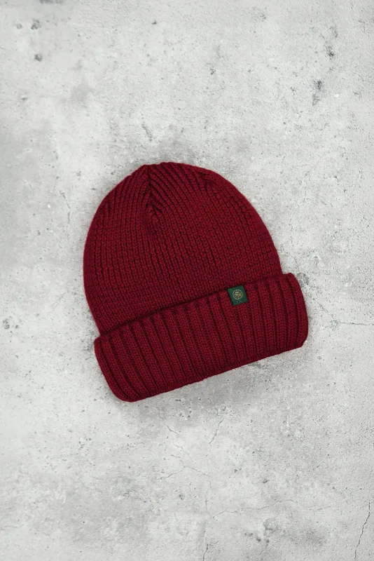 Czapka dokerka z wełny merino (watch cap) bordowa — Morgan & Ness