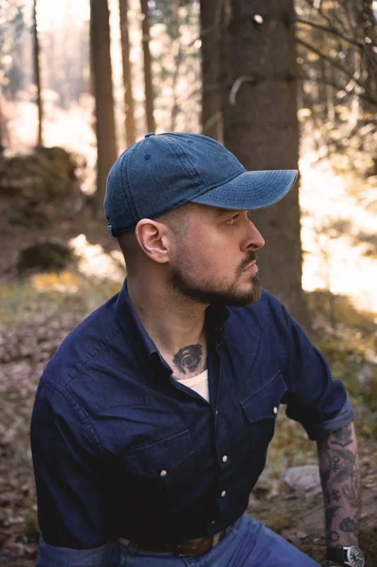 COWBOY HAT czapka z daszkiem ze spranego denimu (granatowa) — Morgan & Ness
