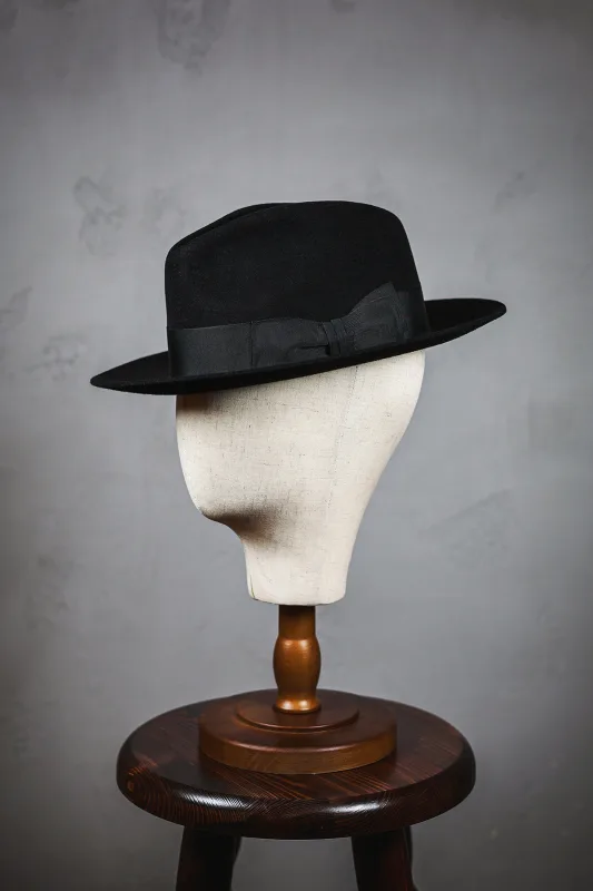 Czarny kapelusz fedora z wełny merynosa Capone — Morgan & Ness