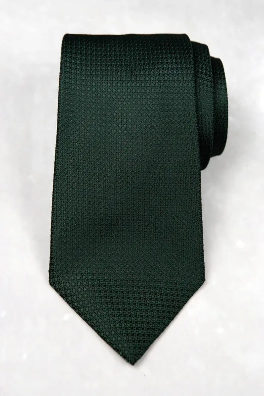 Krawat jedwabny z grenadyny ciemnozielony (bottle green) — Morgan & Ness