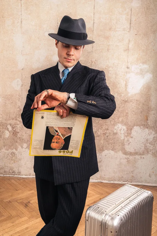 Szary kapelusz fedora z wełny merynosa Sinatra — Morgan & Ness
