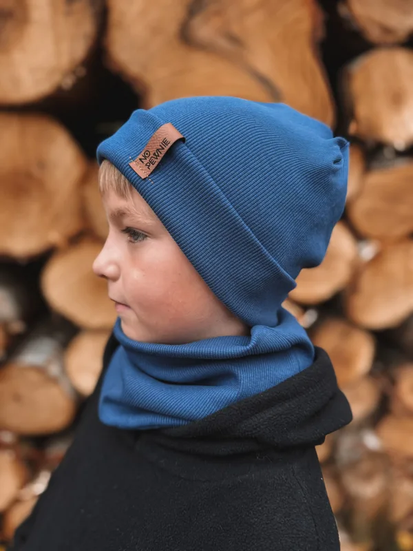 Komplet dziecięcy: czapka i komin / chustka prążkowane — No Pewnie